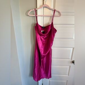 Bebe Fuchsia Satin Slip Dress
